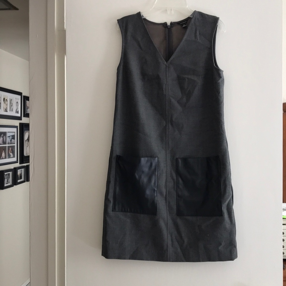 Ann Taylor dress-grey with faux leather pockets XS